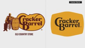The old and new Cracker Barrel logos